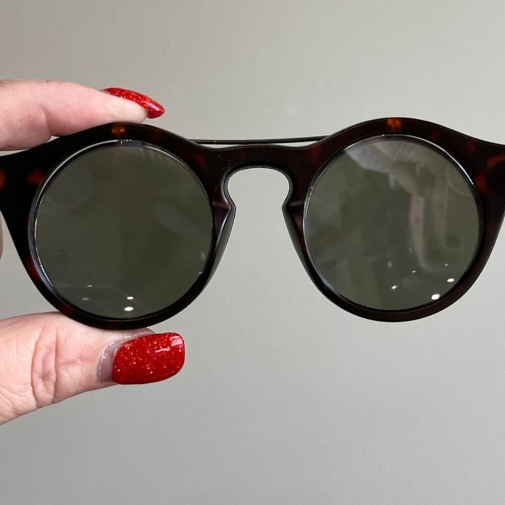 Round Flip Up Y2K Sunglasses Tortoiseshell Retro Steampunk Festival UV400 Shades - Picture 8 of 11